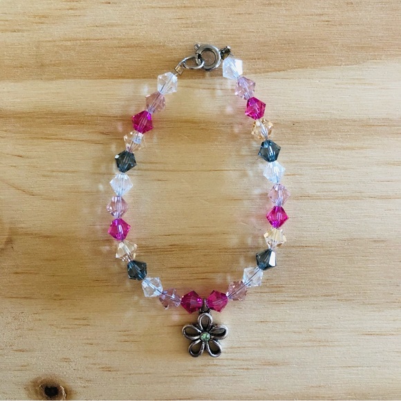 Colorful Spring Swarovski Crystal Flower Bracelet - Picture 2 of 3